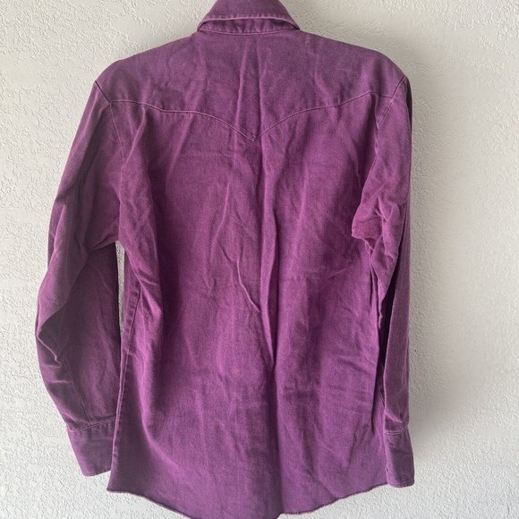 Panhandle Men's Shirt Size 15.5x34 Heavy Denim Pearl Snap Long Sleeve Purple - Picture 4 of 9